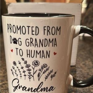 Charming Grandma Mug - Black and White Floral Design
